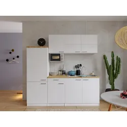 Küche Küchenzeile Küchenblock Einbauküche Weiß  Malia 210 cm Respekta