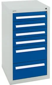 Stumpf Schubladenschrank Serie T-100/35-1, 6 Schubladen enzianblau (4x100, 2x200mm)
