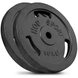 Hop-Sport 20 kg Gusseisen Hantelscheiben 30mm Set 4 x 5 kg / 2 x 10 kg - Guss Gewichte Hantel Set 30/31 mm Bohrung (2 x 10 kg)