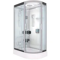 AcquaVapore D60-70T1R Komplettdusche mit Schiebetür 80 x 120 cm Weiß Sicherheitsglas Duschwanne