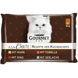 Purina 4 x 85g Mix, Huhn, Forelle, Rind, Seelachs Gourmet A la Carte Katzenfutter nass