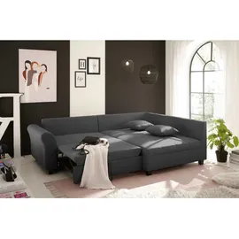 Stella Trading Liz Ecksofa, mit Schlaffunktion in Anthrazit, - Modernes Schlafsofa in L-Form, für Ihr Wohnzimmer, - 252 x 87 x 175 cm, (B/H/T)