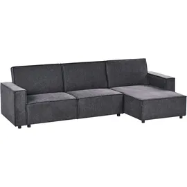 Beliani Eckcouch Stoff 3-Sitzer Grau