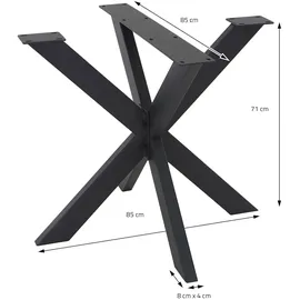 ML-Design Tischgestell Spider 85x71x85 cm Schwarz Kreuzgestell Kreuz X-Design