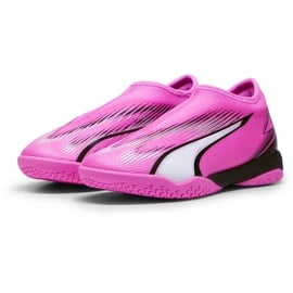 Puma Ultra Match Ll It + Mid Jr Soccer Shoe, Poison Pink White Black, 38.5 EU