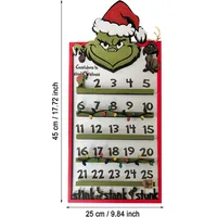 Weihnachts-Adventskalender, Wandbehang, Holz, grüne Elfentafel, Dekoration, 25-Tage-Countdown-Kalender, Urlaubsdekoration - Rot