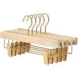 Frdun 5 Stück Hosenbügel aus Holz mit Clips, rutschfeste Clips, Hosenbügel, breite Schulter, Hemdenbügel, 360° drehbare Kleiderbügel für Hosen, Mäntel, Jeans, Hosen