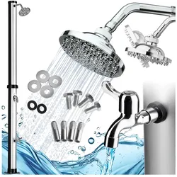 tectake® Solardusche, 20 Liter, Regenduschkopf mit Kugelgelenk, inklusive Wasserhahn