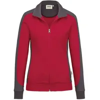 Hakro Damen Sweatjacke Contrast Mikralinar® rot/anthrazit, 4XL