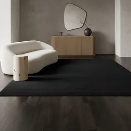 KADIMA DESIGN Teppich Kurzflor Waschbar LECH in Schwarz, einfarbig, 140 x 200 cm