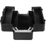 anndora Kosmetikkoffer Multikoffer Rahmenkoffer mit leoprint, variable Fächerunterteilung - mit abnehmbarem Tragegurt schwarz