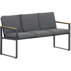 OUTFLEXX Alexander Bank, mattgrau, Alu/Teak, 154x55x75 cm, mit Armlehnen, inkl. Polster