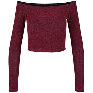 URBAN CLASSICS Ladies Off Shoulder Glitter Longsleeve in Rot, Größe XL