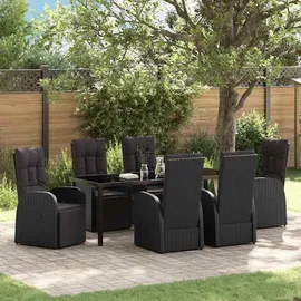 vidaXL Gartenmöbel-Set 7-tlg. Schwarz