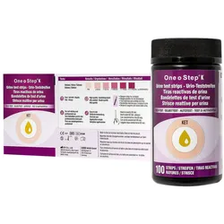 One+Step Keton Teststreifen + Referenzfarbkarte - Urintest - Ketose - ketogene Diät 100 St