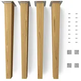 sossai® Möbelfuß Holzfüße Eckig gerade Ausführung - Eiche, (4-St), 8cm - 71cm 45 cm
