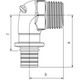 Rehau Winkelübergang Rautitan Rxplus, 16mm x R 1/2", Rotguss