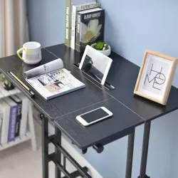 höhenverstellbarer Sitz-Steh Schreibtisch 80x60cm, Stehpult, drehbar, Mobiler Stehtisch mit neigbar Tischplatte, Schwarz