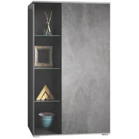 Vladon Vitrine, Schiefer, 71.5x134x35 cm, Wohnzimmer, Wohnwände, Vitrinenschränke