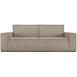 Konsimo Napi Sofa 3 Sitzer, Mit Schlaffunktion, in Pet Friendly Cord-stoff, Beige, - Konsimo®