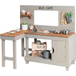 MUDDY BUDDY® Outdoor-Spielküche Mud Café Holz, Matschküche, warmgrau grau