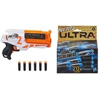 Nerf Ultra Two motorisierter Blaster – schnelles Nachladen von hinten – enthält 6 Nerf Ultra Darts & Ultra Sonic Screamers 20er Dart Nachfüllpack, die Darts fliegen pfeifend durch die Luft