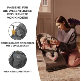 Kinderkraft MIMI Babywippe, Spielbügel mit 2 Spielzeuge, verstellbare Rückenlehne, Weiches Material, Minimalistische Skandinavisches Design, Zusammenklappbar, Grau