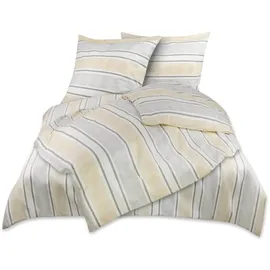 Beautissu Biber Bettwäsche Viola Beige 135 x 200 cm + 80 x 80 cm