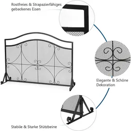 Costway Kaminschutzgitter, Funkenschutz aus Metall, Feuer Kaminschutz, Kamingitter Funkenschutzgitter freistehend für Babys oder Haustiere, 112 x 32 x 83 cm, Kleinmöbel, Kamine - Zubehör, Kaminöfen