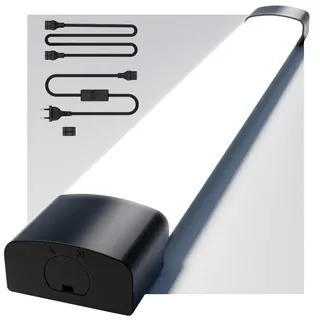 ANTENLICHT LED Feuchtraumleuchte 40CM mit Stecker Plug und Play oder Kabelgebunden, Einfache Reihenschaltung Werkstattlampe mit 16W 5000k Kaltlweiß 1760Lumen, Wasserfest für Keller Garage, Schwarz
