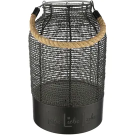 Gilde Windlicht Lebe Liebe Lache Eisen schwarz