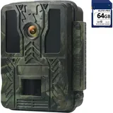 Carehabi Wildkamera nachtsichtgerät 4K 24MP 28m Nachtsicht wärmebildkamera Jagd Nachtsicht IP67 Wasserdicht 0.2s Schnelle Trigger für wildtierkamera mit 64GB sd Karte 46pcs-940nm-IR-LED