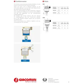 Giacomini R88I automatisches Entlüftungsventil 3/8 Zoll