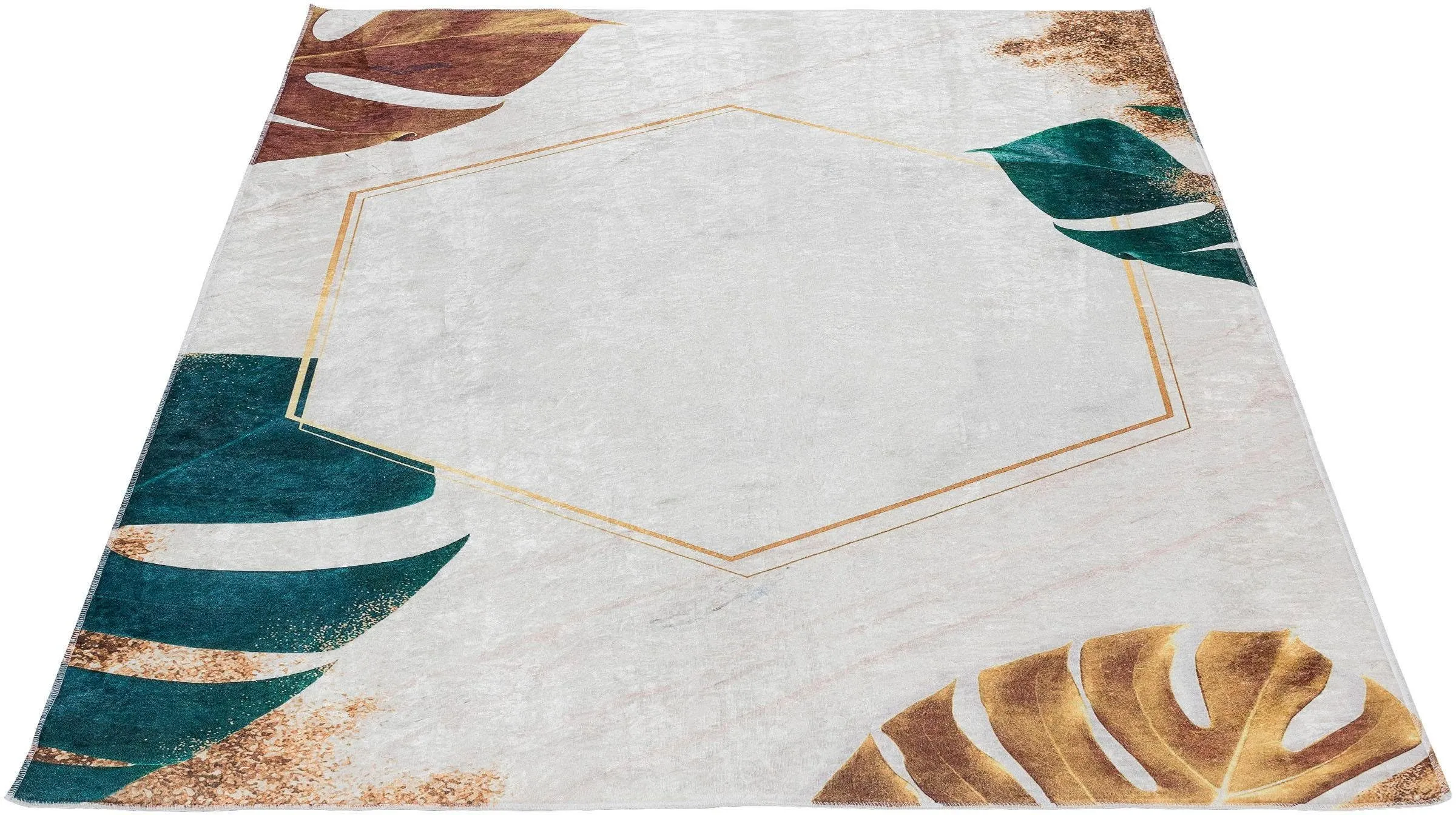 Teppich SEHRAZAT "Caimas 2992" Teppiche Gr. B/L: 180 cm x 280 cm, 5 mm, 1 St., beige Esszimmerteppiche waschbar, weiche Microfaser, Wohnzimmer