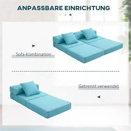 Homcom Schlafsessel 2-in-1 Polyester 70 x 61 x 70 cm Blau mit Kissen