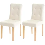 Mendler 2er-Set Esszimmerstuhl HWC-E58, Stuhl Essstühle ~ Kunstleder creme, helle Beine