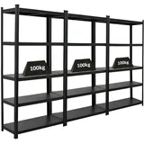 Proregal Mega Deal 3 x All Black Series Schwerlastregal Ragnar HxBxT 180 x 90 x 40 cm Fachlast 100 kg Matt Schwarz Kellerregal Steckregal Garagenregal