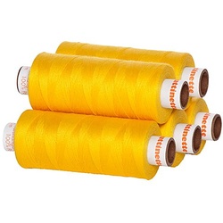 buttinette Universal-Nähgarn, Stärke: 100, 5er-Pack, gelb
