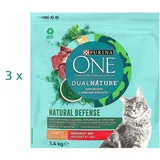 (€ 10,39/kg) Purina ONE Dual Nature Spirulina Sterilized Rind f. Katzen 3x 1,4kg