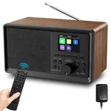 Sentasi DAB Radio/DAB+ mit Bluetooth 5.0 FM-Digitalradio Nostalgieradios Tragbarer Holz Retro Radio UKW Radiowecker mit Fernbedienung Küchenradio Zweifacher Alarm Farbdisplay Uhrenradios USB/AUX