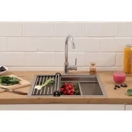 Respekta Edelstahlspüle 51 x 48,4 cm San Diego Workstation integrierte Zubehörleiste ohne Hahnlochbank