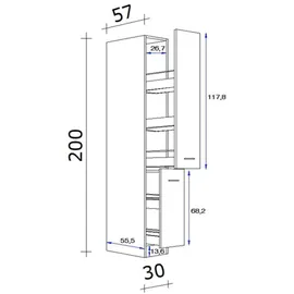 Flex-Well Hochschrank Apothekerschrank Antigua 30 x 200 x 57 cm Grau