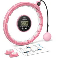 MERACH Hula-Hoop-Reifen für Erwachsene mit Kalorienzähler, Geräuscharm Fitness-Hula-Hoop, Abnehmbar, für 84-144 cm Taillenumfang, für Fettverbrennung und Cardio, Heimtrainingsgerät - Rosa
