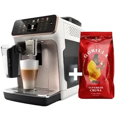 Philips Series 5500 Latte Go EP5543/80 - Rose/White +  Gorilla Super Bar Crema, Kaffebohnen, 1 KG