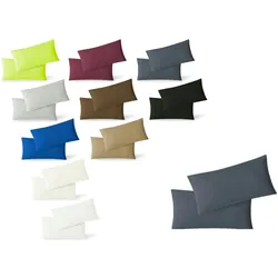 EXKLUSIV HEIMTEXTIL Kissenhülle Kissenbezug Doppelpack mit Reißverschluss  hochwertige Jersey Qualität Anthrazit 40 x 80 cm