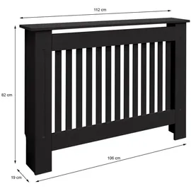 ECD Germany Heizkörperverkleidung Landhausstil 112x19x82 cm Schwarz