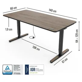 Yaasa Schreibtisch Desk Pro 140 x 80 cm Eiche dunkel/Schwarz