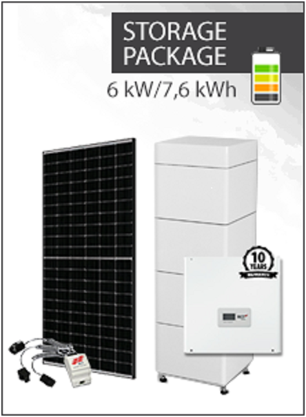 Komplettset Residentialsystems - RCT Power Hybrid-Wechselrichter 6kW + 7,6kWh Powerbattery + 18x JA 410W (Rahmen schwarz)