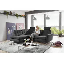 Ecksofa DIE PLANBAR "MP-IN20016 L-Form mit Kaltschaum-Polsterung", schwarz, B:242cm H:87cm T:116cm, 100% Polyester, Sofas, wahlweise mit Kopfstützen und Bettfunktion, mit Kaltschaum-Polsterung