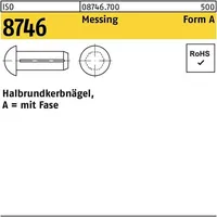 Industrial Quality Supplies ISO 8746 Form A Halbrundkerbnägel Messing